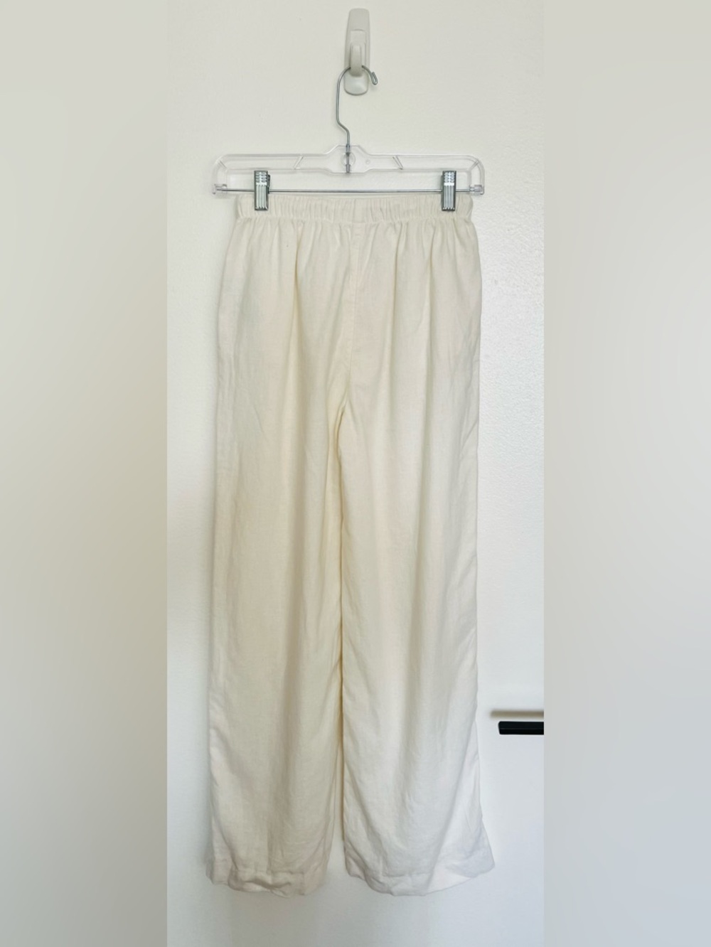 NWOT Abercrombie & Fitch A&F Linen-Blend Pull-On wide leg pant white XXS - Picture 6 of 9